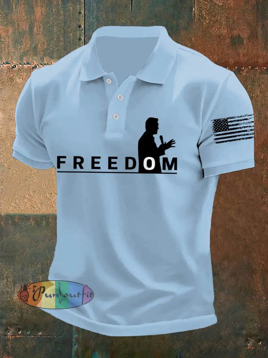 Men’s Freedom Print Shirt Light Blue / S