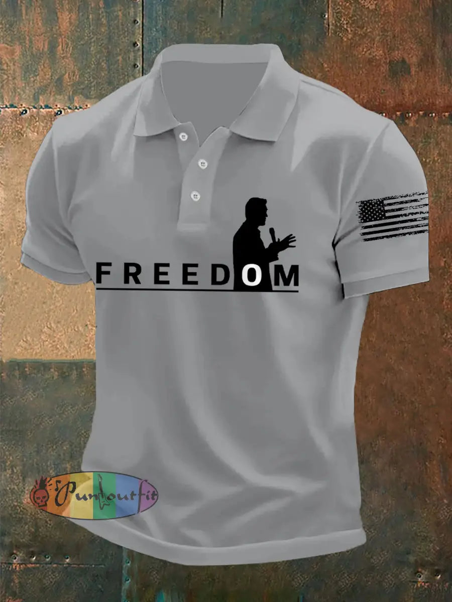 Men’s Freedom Print Shirt Light Gray / S