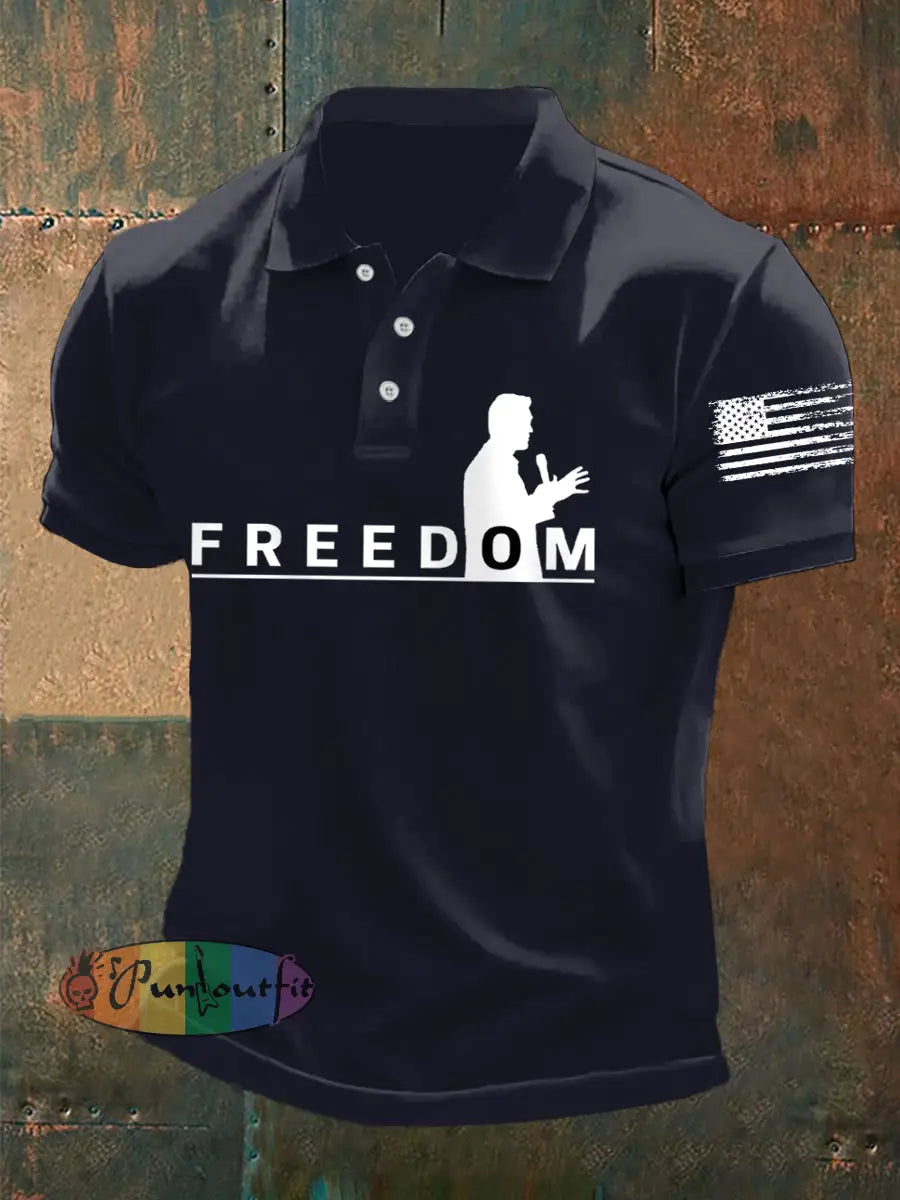 Men’s Freedom Print Shirt Navy Blue / S