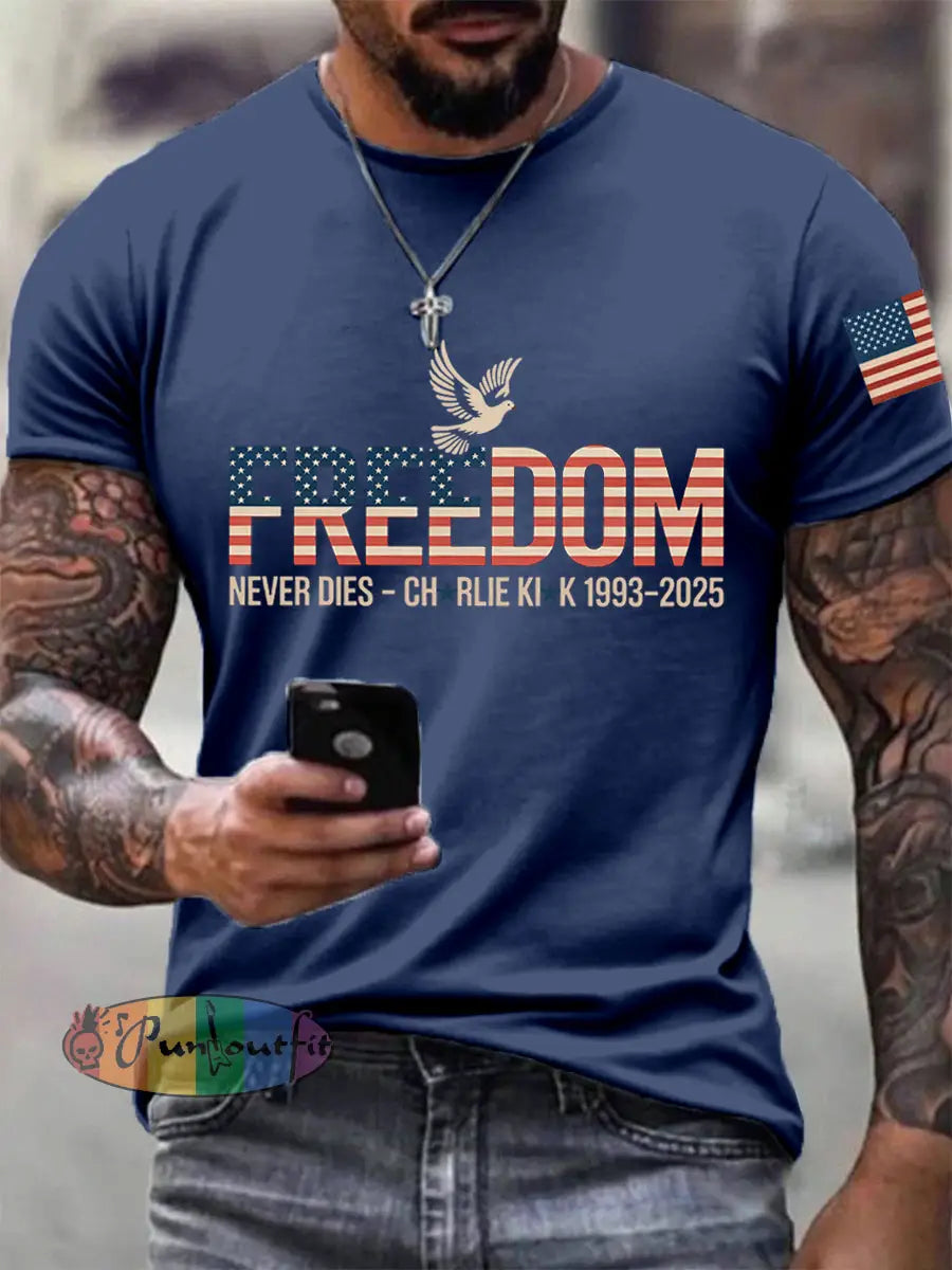 Men’s Freedom Print T-Shirt Blue / S
