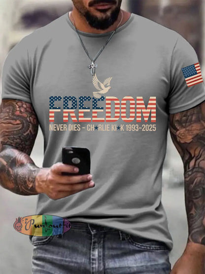 Men’s Freedom Print T-Shirt Gray / S