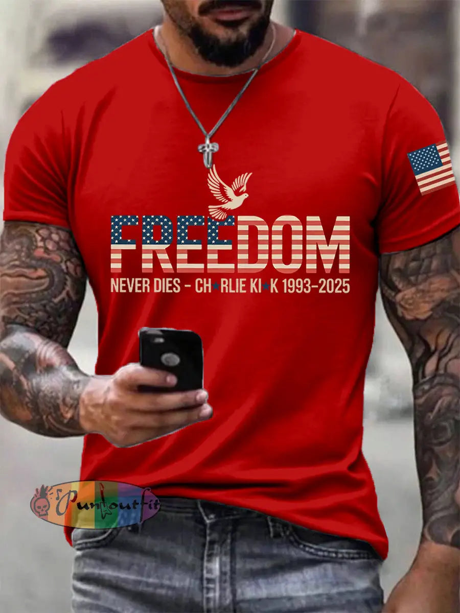 Men’s Freedom Print T-Shirt Red / S