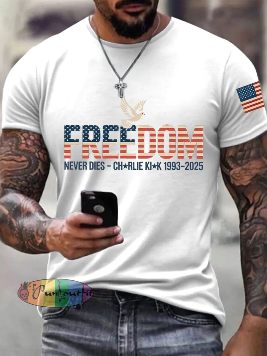 Men’s Freedom Print T-Shirt White / S