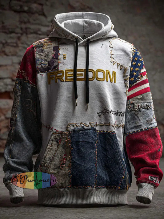 Men’s Freedom Printed Casual Hoodie As picture / S