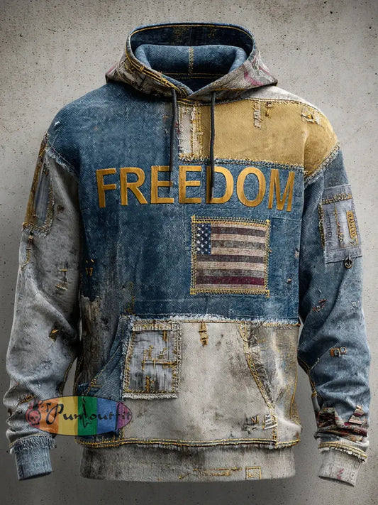 Men’s Freedom Printed Casual Hoodie As picture / S