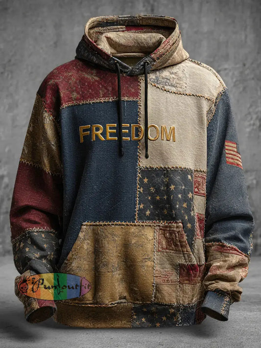 Men’s Freedom Printed Casual Hoodie As picture / S