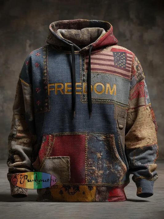 Men’s Freedom Printed Casual Hoodie As picture / S