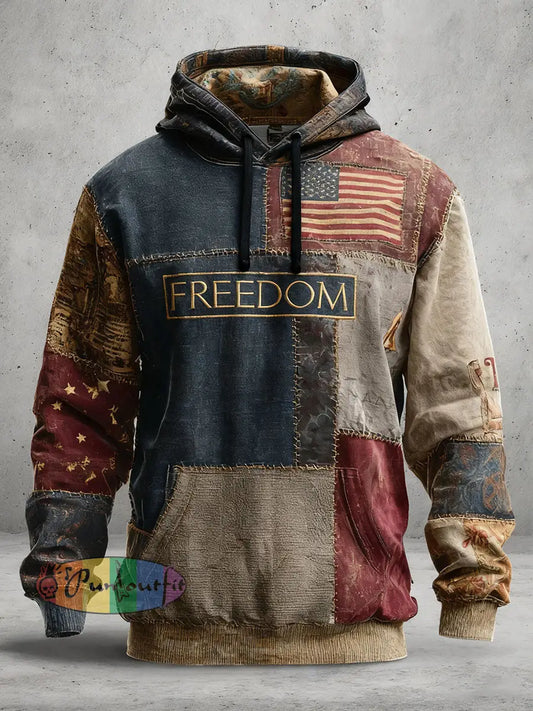 Men’s Freedom Printed Casual Hoodie As picture / S