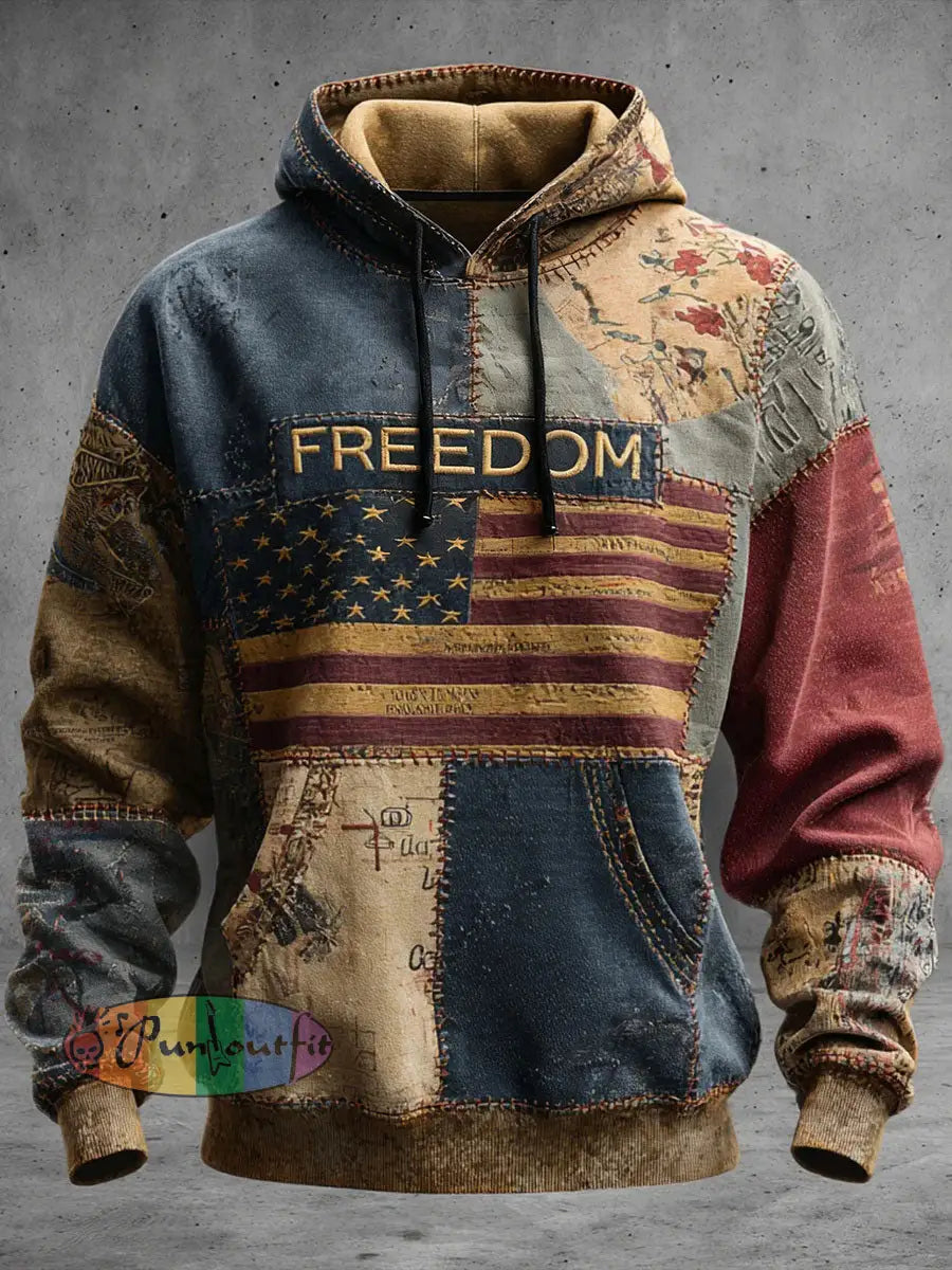 Men’s Freedom Printed Casual Hoodie As picture / S