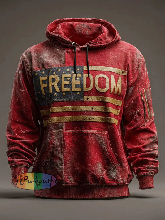 Men’s Freedom Printed Casual Hoodie As picture / S