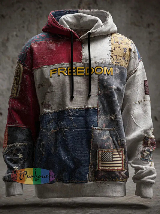 Men’s Freedom Printed Casual Hoodie As picture / S