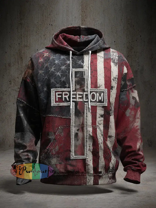 Men’s Freedom Printed Casual Hoodie As picture / S