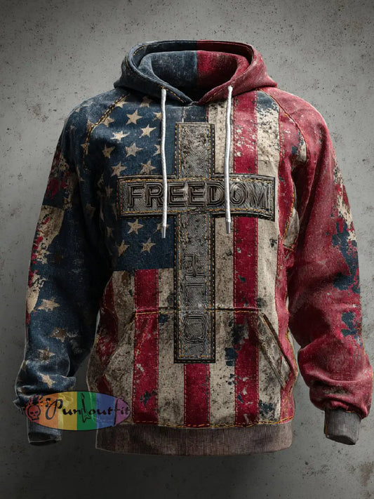 Men’s Freedom Printed Casual Hoodie As picture / S