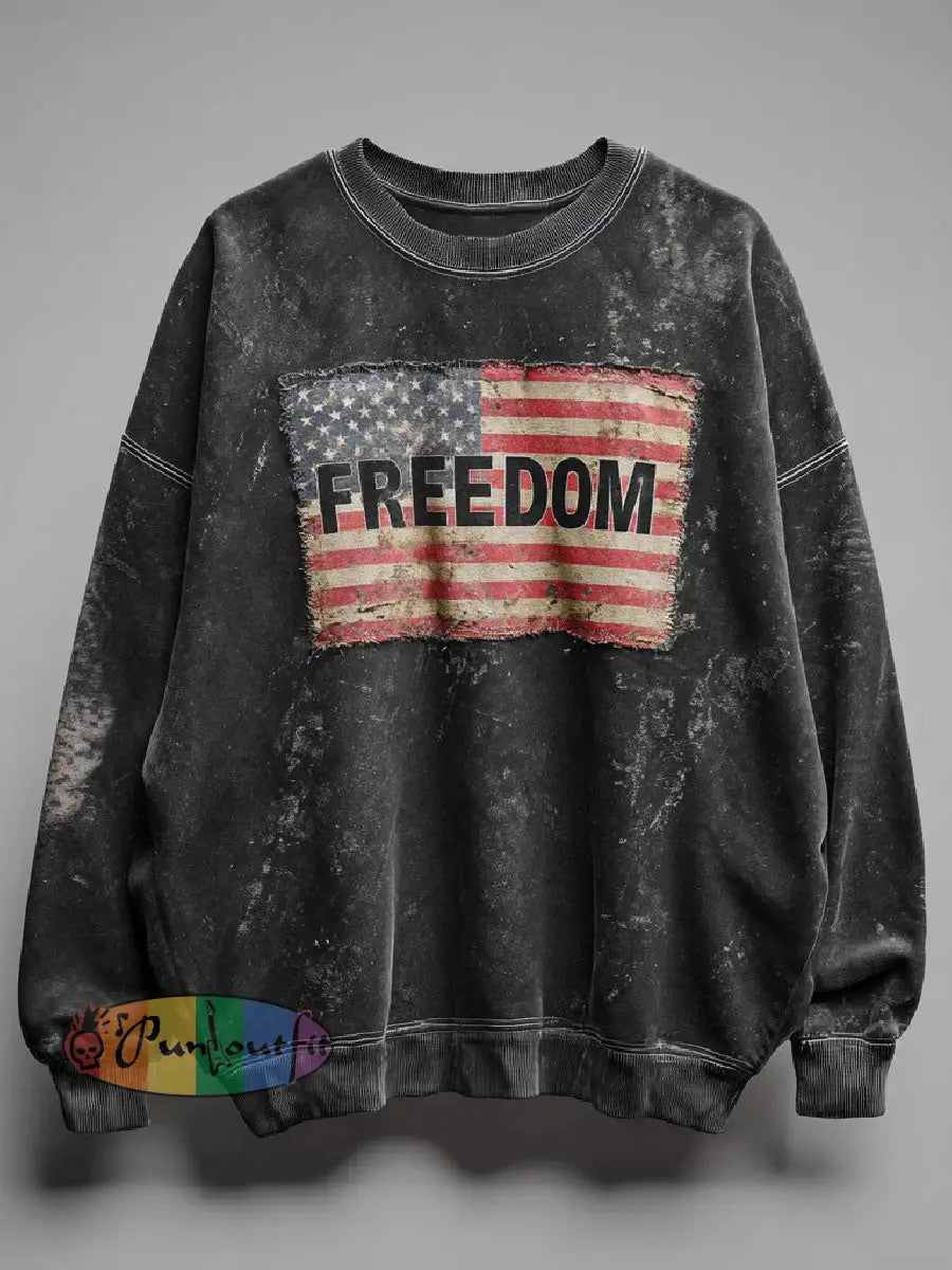 Men’s Freedom Printed Casual Sweatshirt Black / S