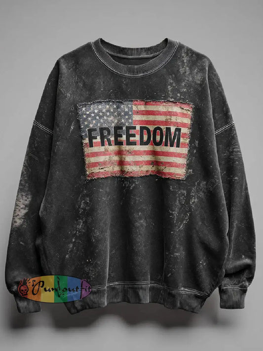 Men’s Freedom Printed Casual Sweatshirt Black / S