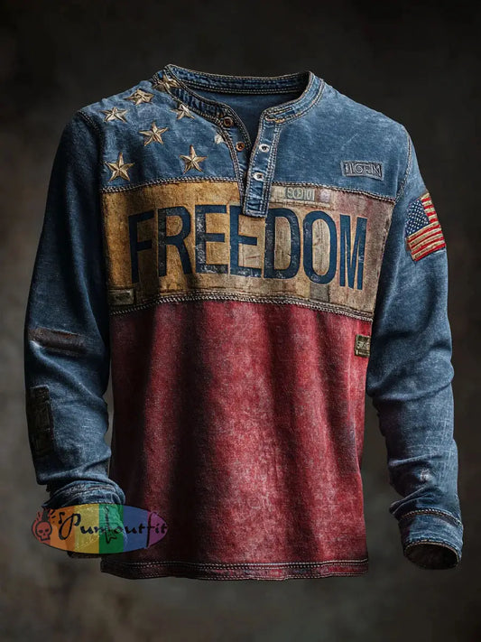 Men’s Freedom Printed Casual T-shirt As picture / S