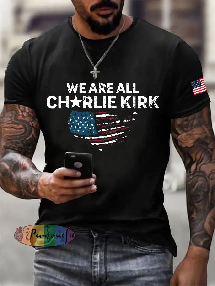 Men’s Freedom Printed Casual T-shirt Black / S