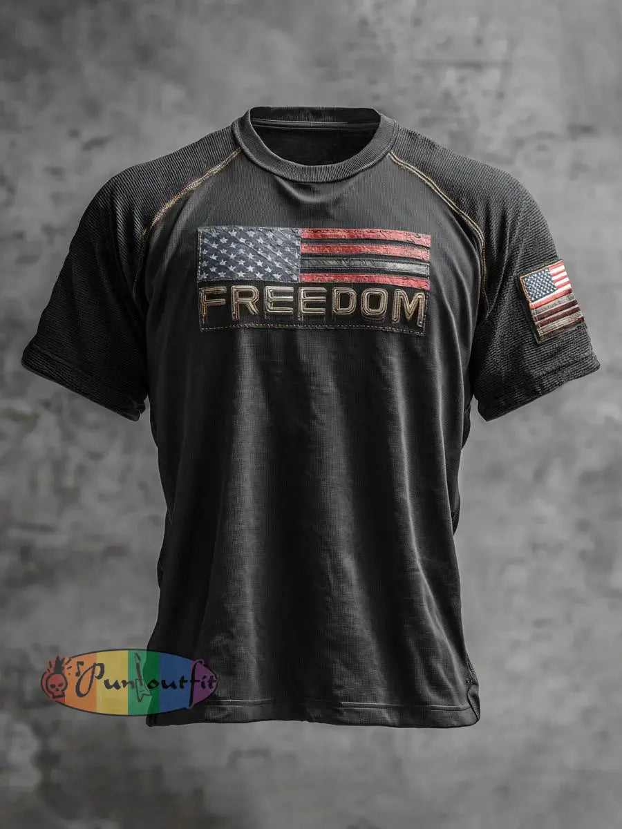 Men’s Freedom Printed Casual T-shirt Black / S