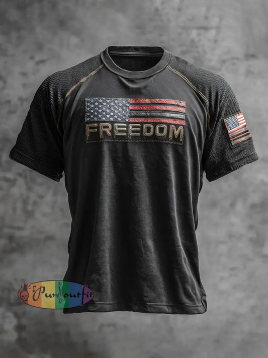 Men’s Freedom Printed Casual T-shirt Black / S