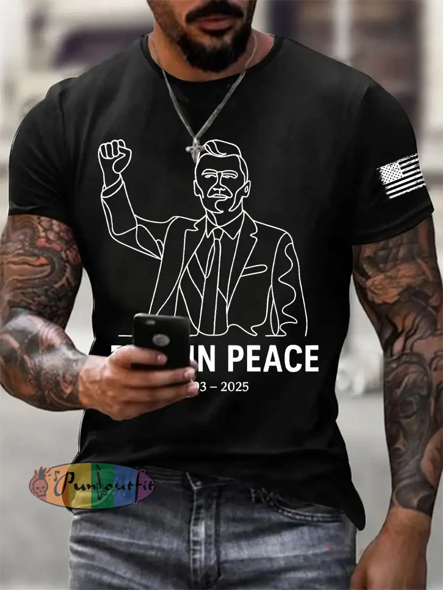 Men’s Freedom Printed Casual T-shirt Black / S