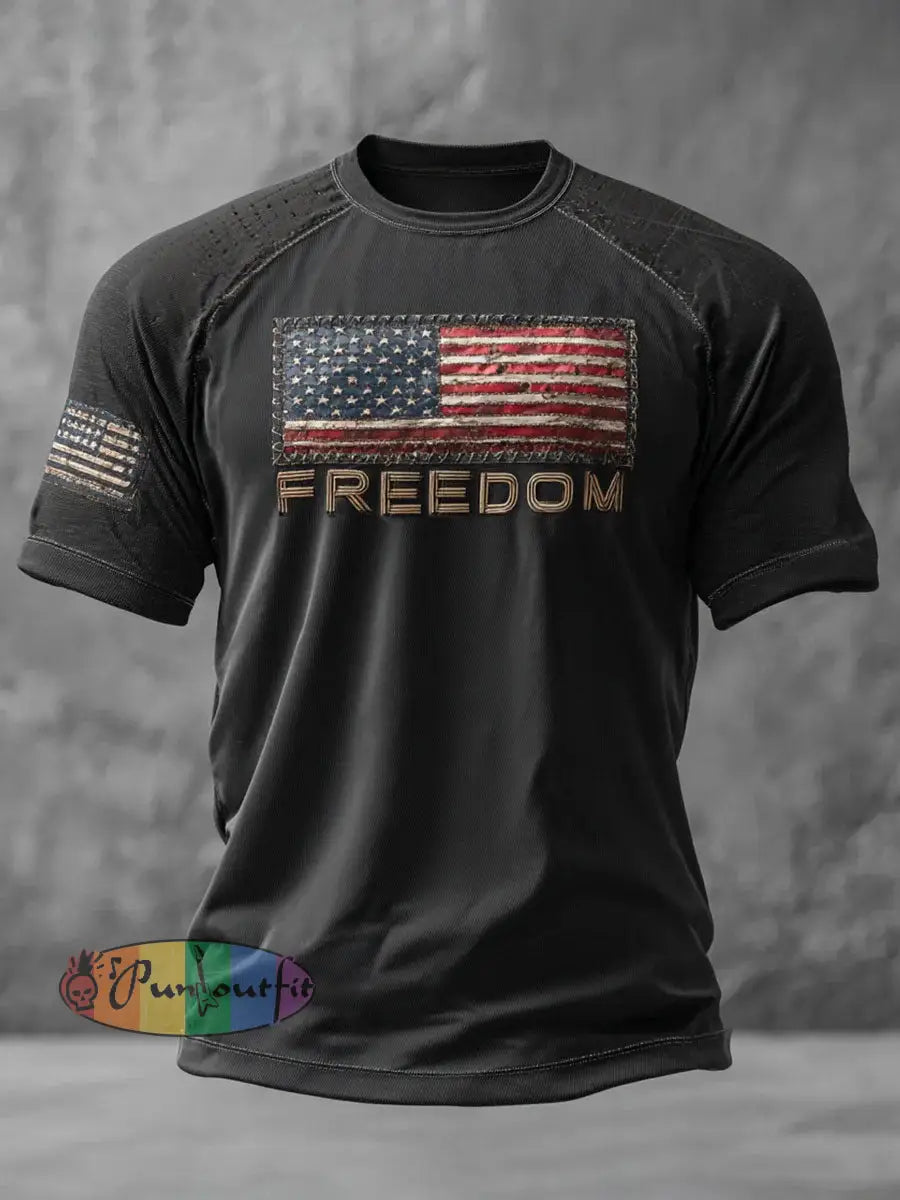 Men’s Freedom Printed Casual T-shirt Black / S