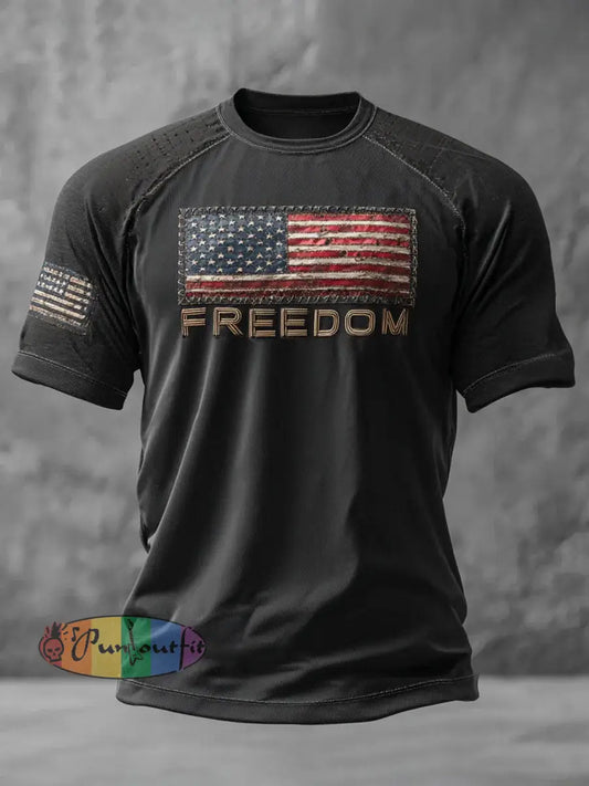 Men’s Freedom Printed Casual T-shirt Black / S