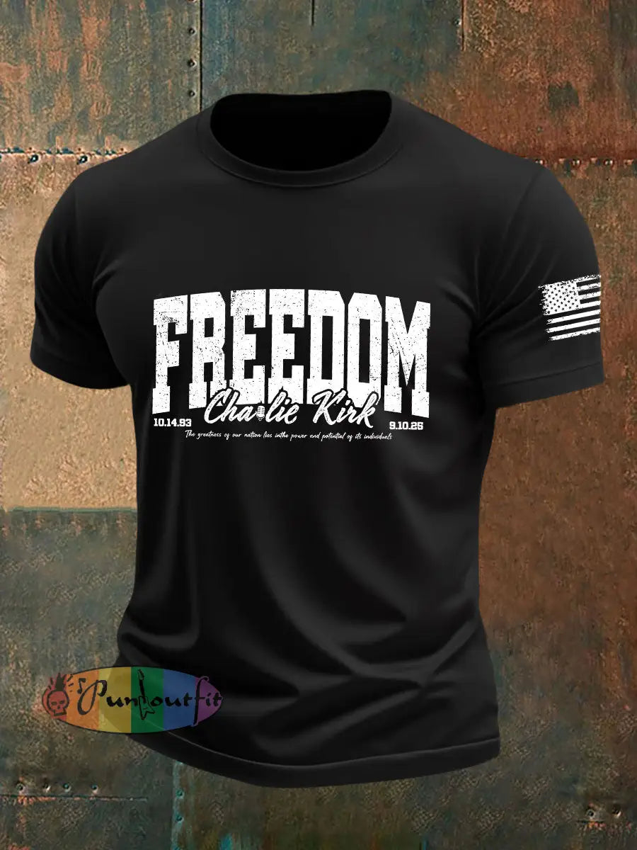 Men’s Freedom Printed Casual T-shirt Black / S