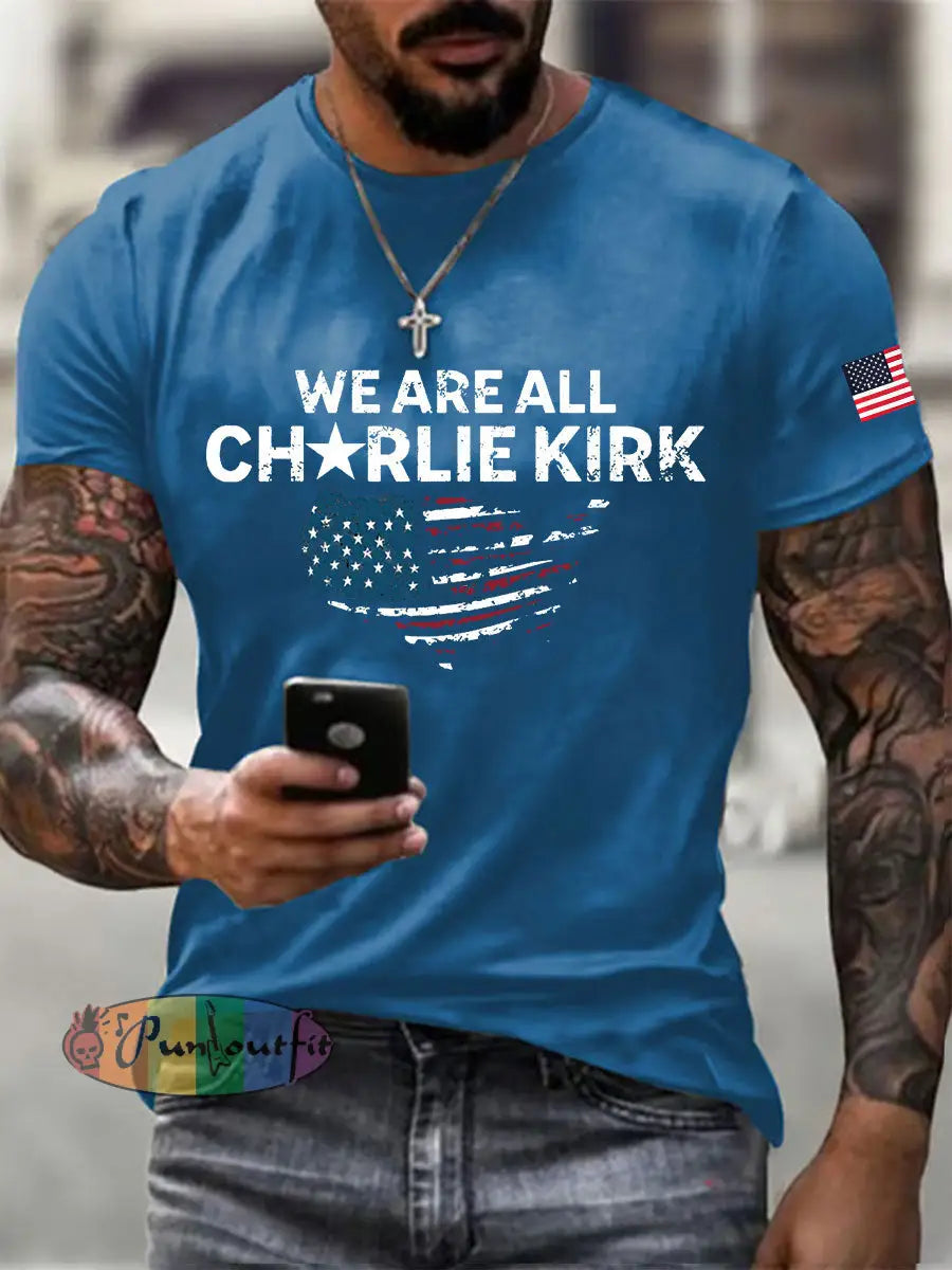 Men’s Freedom Printed Casual T-shirt Blue / S