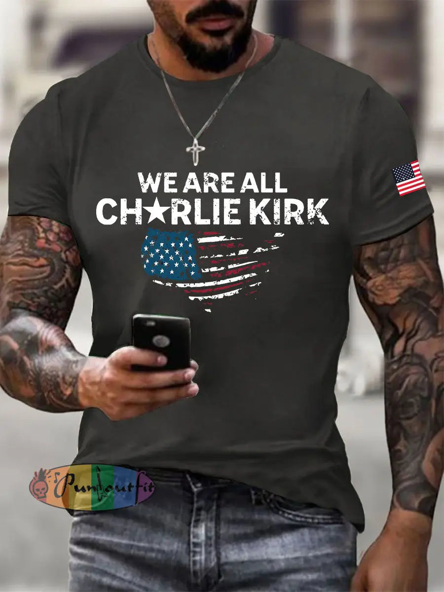 Men’s Freedom Printed Casual T-shirt Dark Gray / S