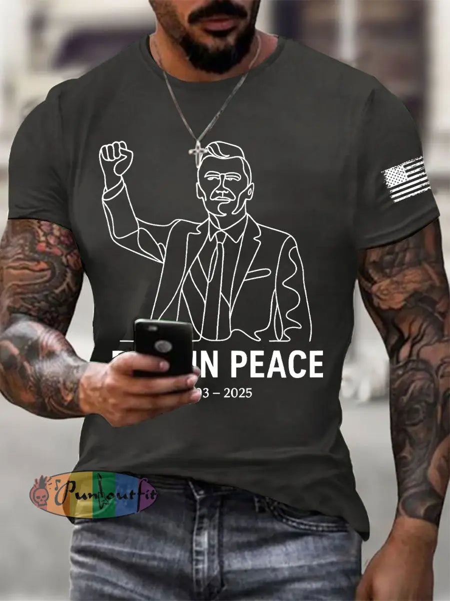 Men’s Freedom Printed Casual T-shirt Dark Gray / S