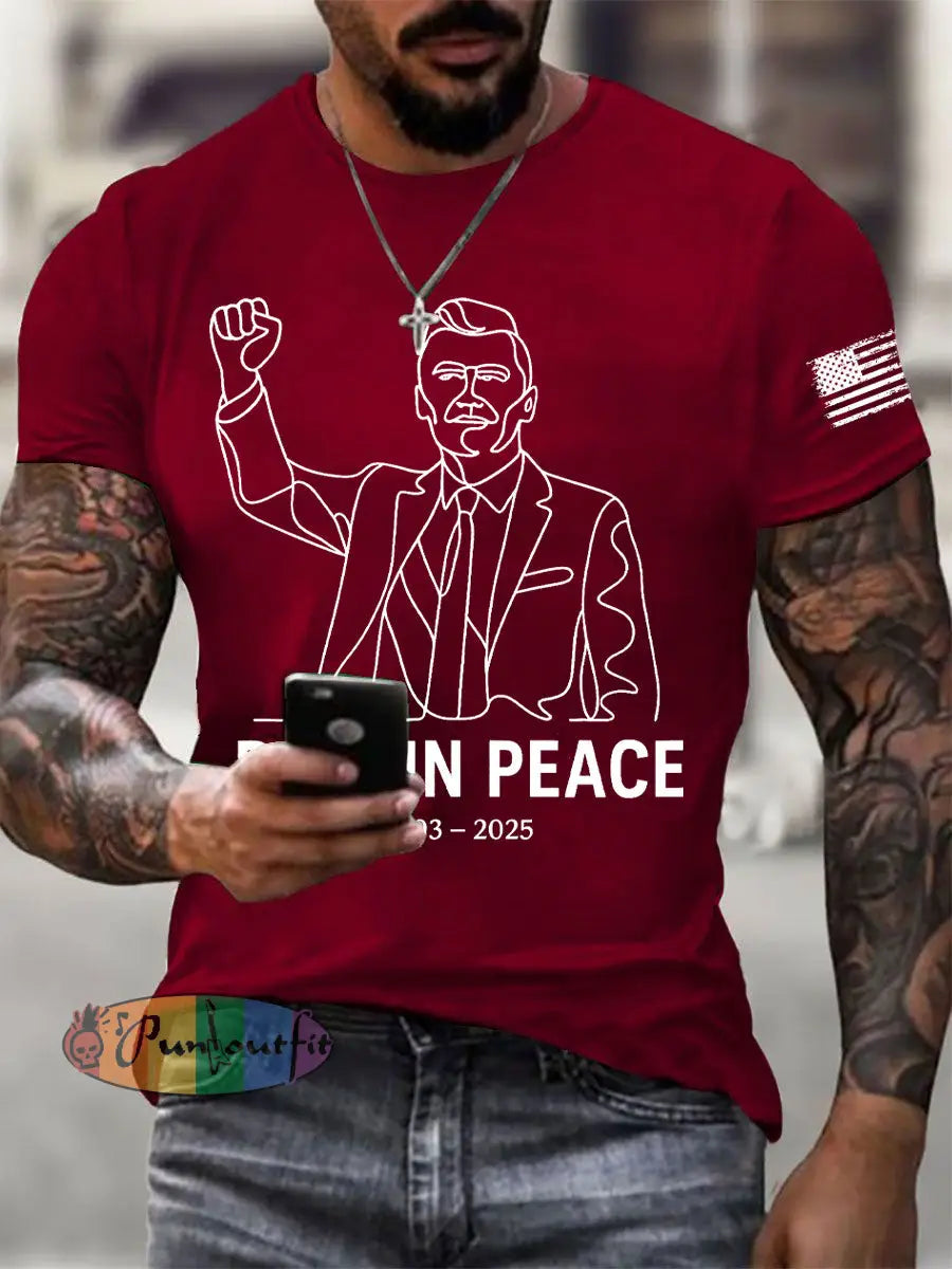 Men’s Freedom Printed Casual T-shirt Deep Red / S
