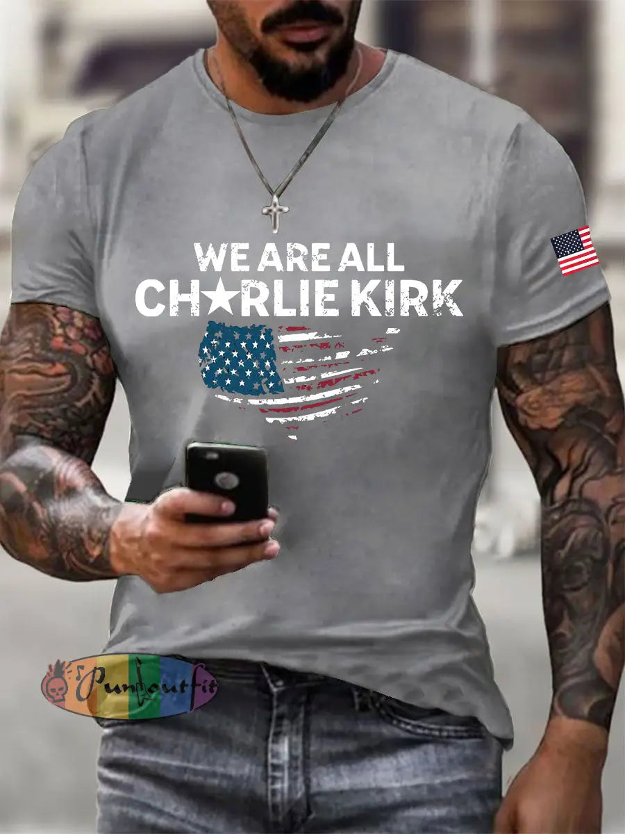 Men’s Freedom Printed Casual T-shirt Light Gray / S