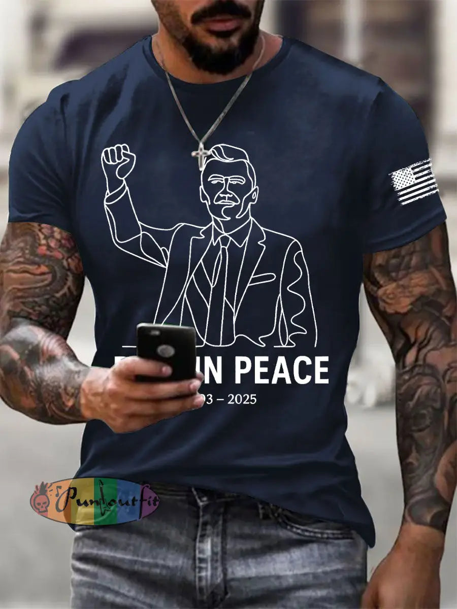 Men’s Freedom Printed Casual T-shirt Navy Blue / S