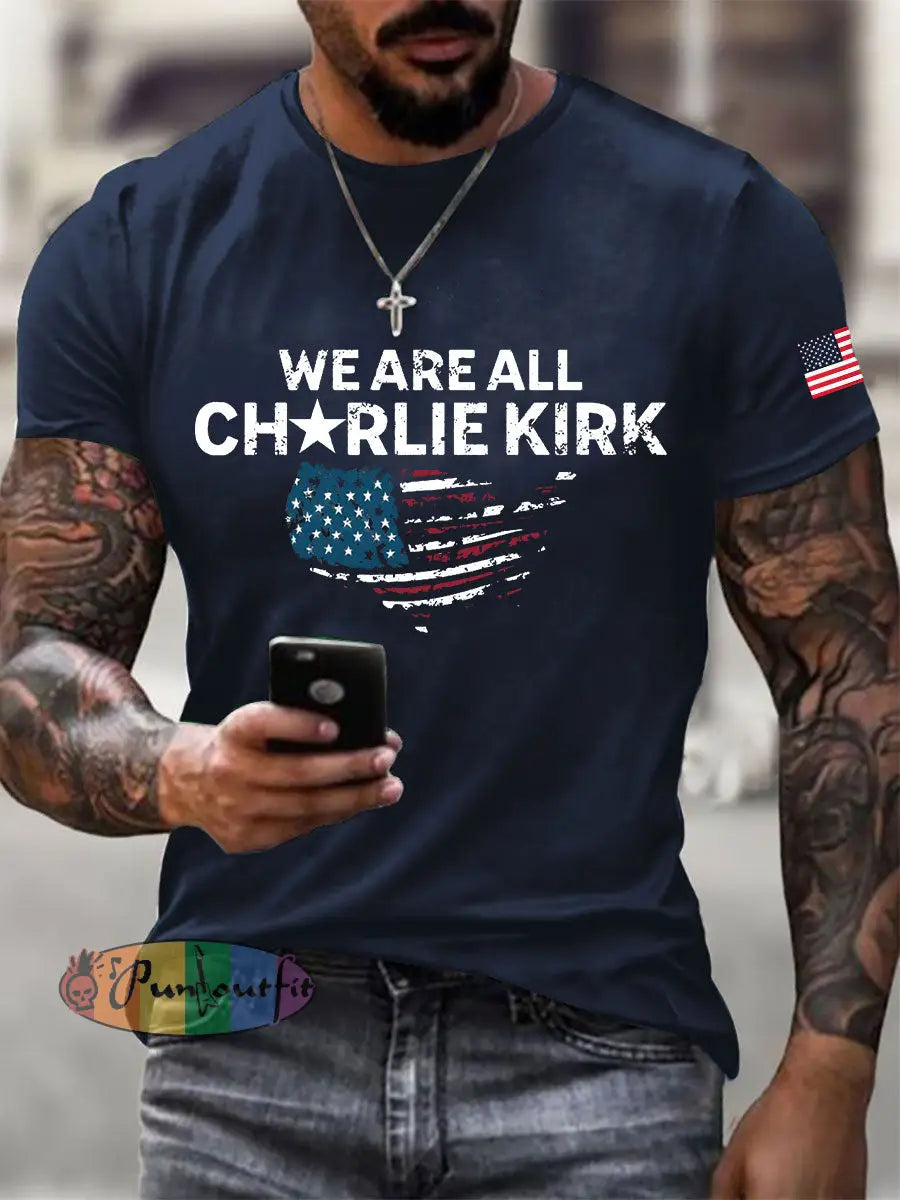 Men’s Freedom Printed Casual T-shirt Navy Blue / S
