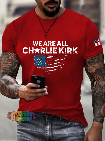 Men’s Freedom Printed Casual T-shirt Pure Red / S