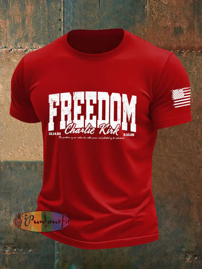 Men’s Freedom Printed Casual T-shirt Pure Red / S