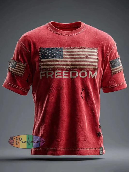 Men’s Freedom Printed Casual T-shirt Red / S