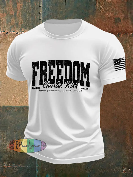 Men’s Freedom Printed Casual T-shirt White / S