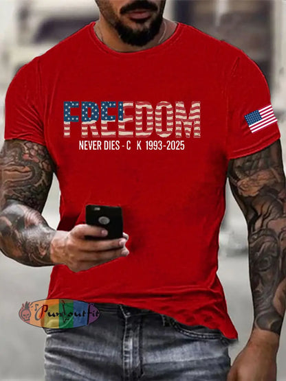 Men’s Freedom Printed imitation cotton short-sleeved T-shirt Pure Red / S