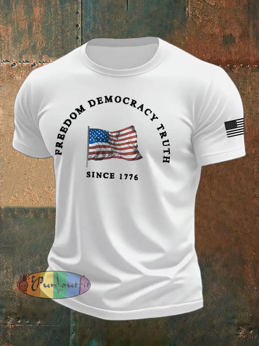 Men’s Freedom Printed imitation cotton short-sleeved T-shirt White / S