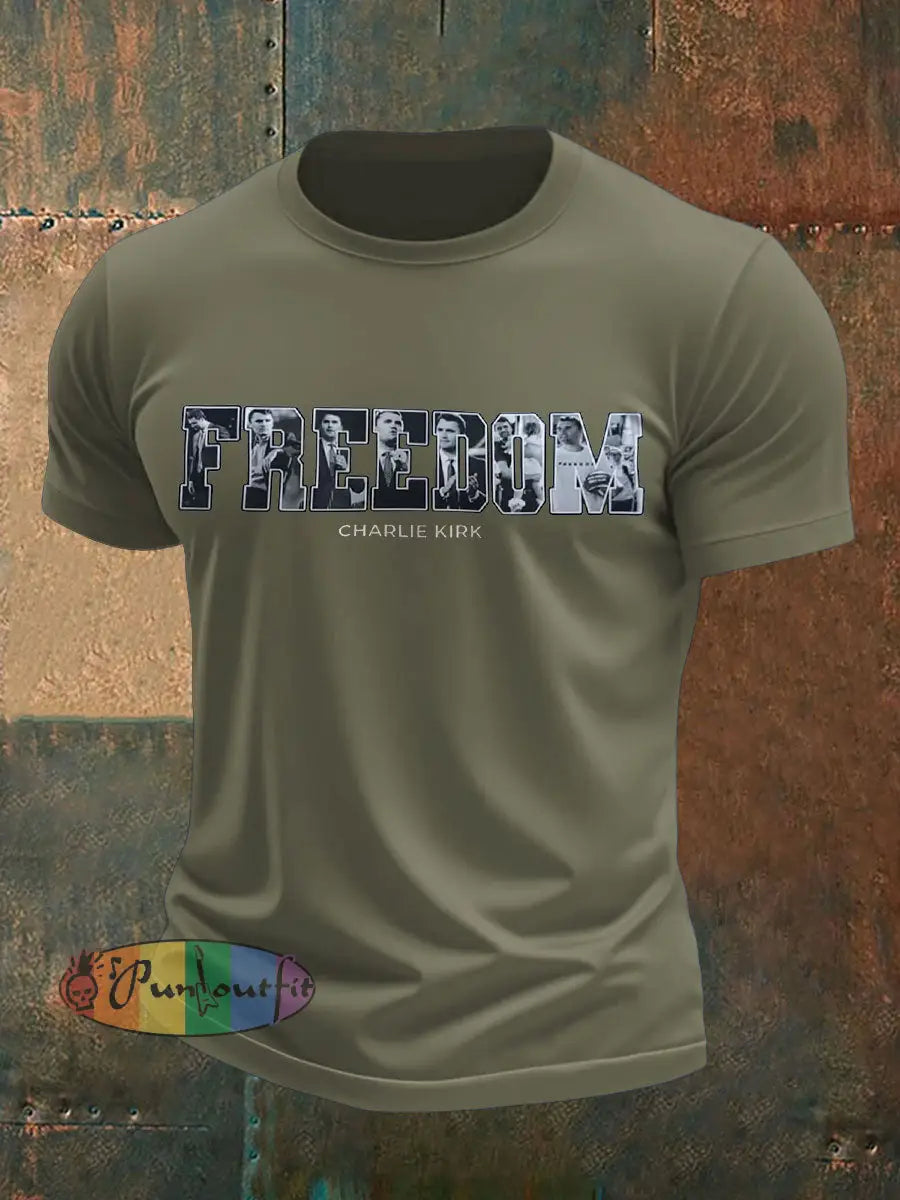 Men’s Freedom Printed T-shirt Army Green / S