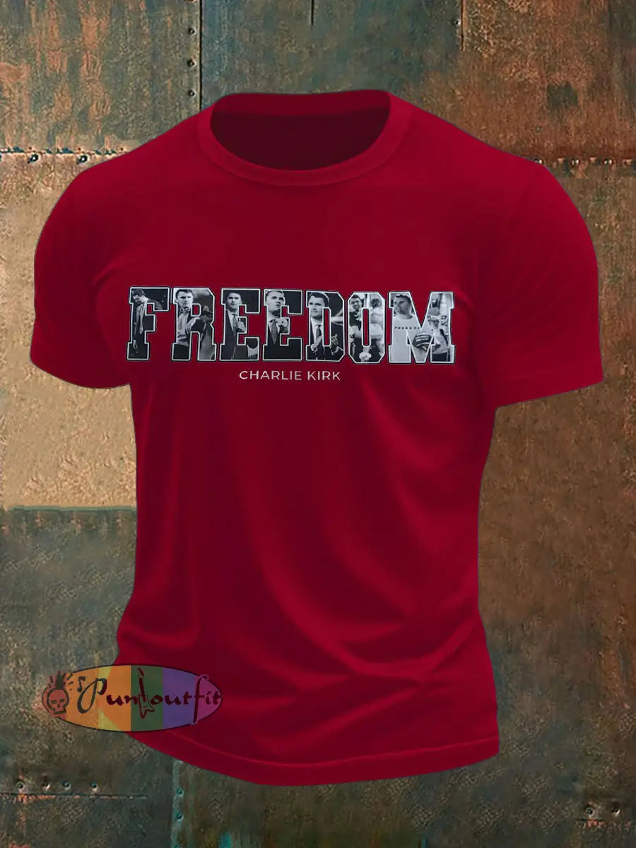 Men’s Freedom Printed T-shirt Deep Red / S