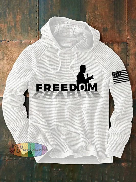 Men’s Freedom R.I.P Charlie Kirk Printed Long-Sleeved Sweatshirt White / S