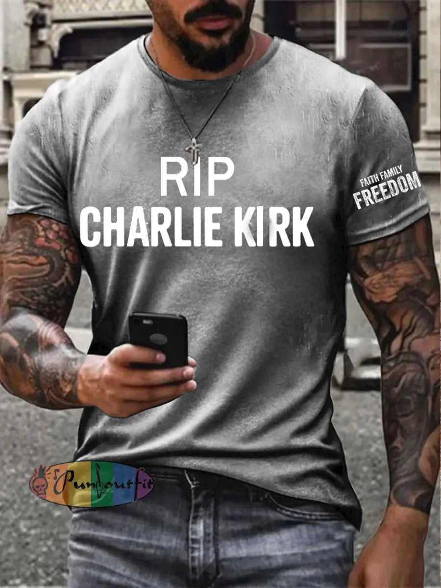 Men’s Freedom Rip Printed T-shirt Light Gray / S