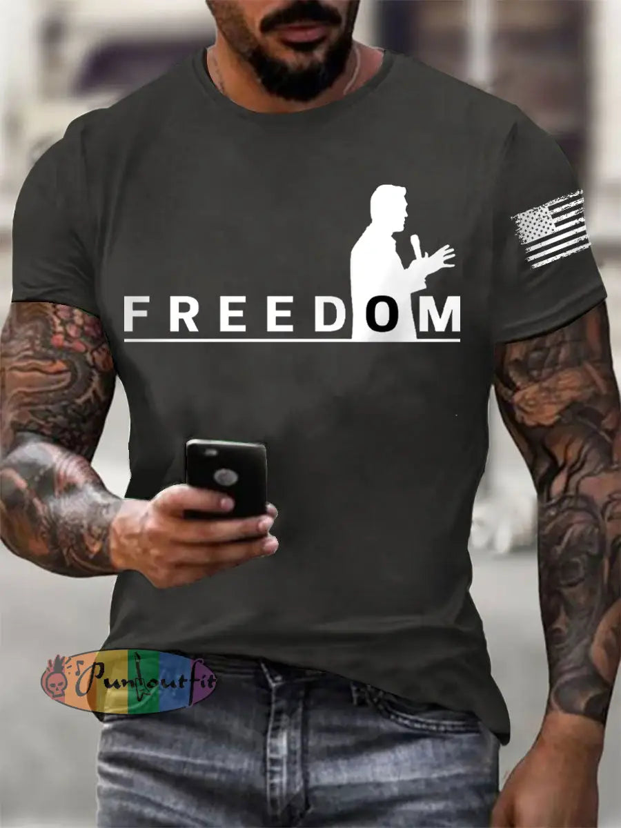 Men’s FREEDOM short-sleeved T-shirt Dark Gray / S