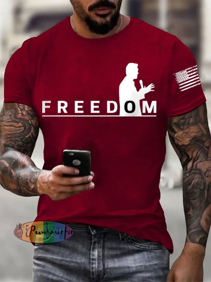 Men’s FREEDOM short-sleeved T-shirt Deep Red / S