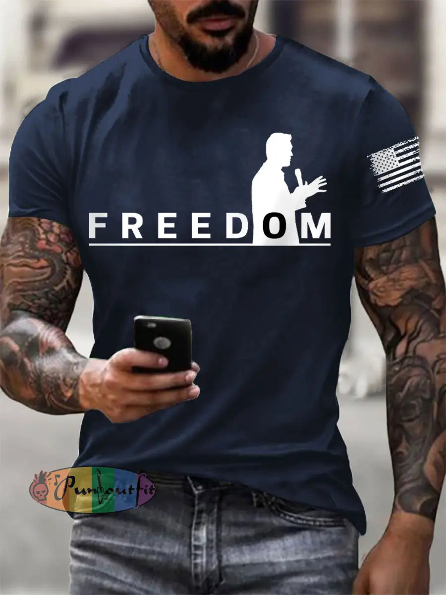 Men’s FREEDOM short-sleeved T-shirt Navy Blue / S