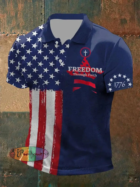 Men’s Freedom Through Faith Printed Shirt As picture / S