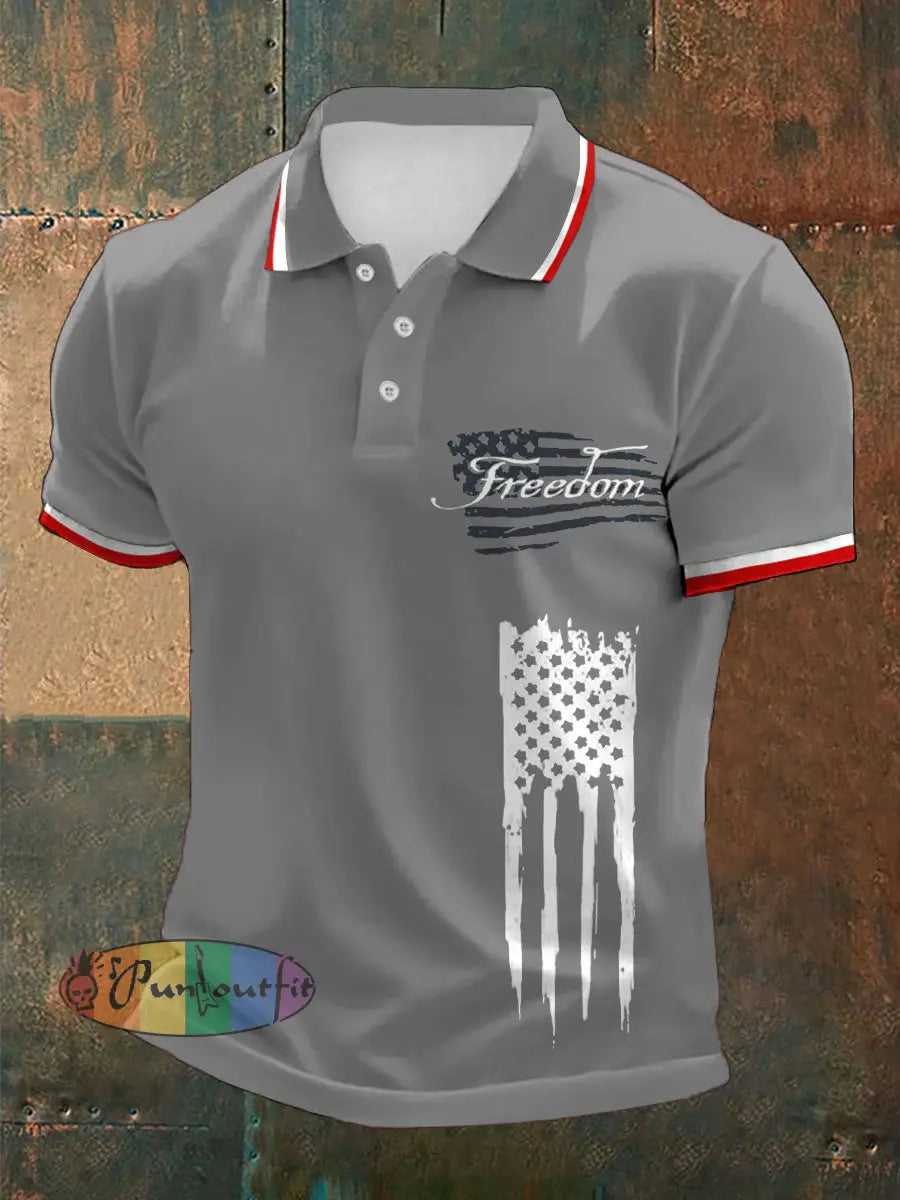 Men’s Freedom Turning Point Printed Casual Tops Light Gray / S