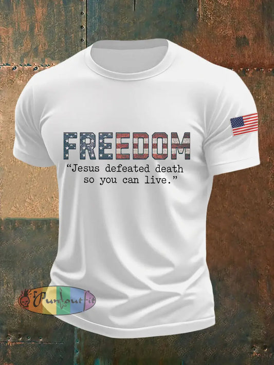 Men’s Freedom Turning Point USA Jesus Defeated Death So You Can Live R.I.P Charlie Kirk Tee White / S